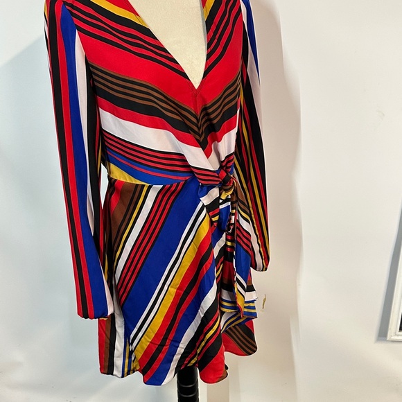Express Colorful Striped V-Neck Dress - Picture 5 of 5